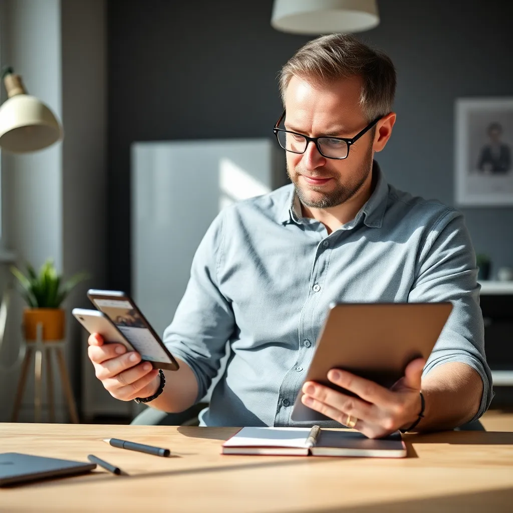 Nederlandse man die digitale tools gebruikt voor gewoontevorming