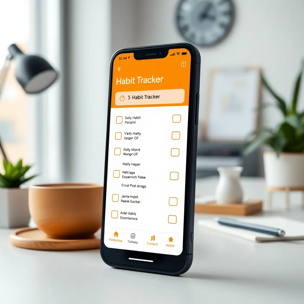 Smartphone met habit tracker app die dagelijkse gewoontes bijhoudt